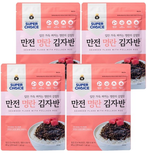 Manjeon Super Choice Spicy Cod Roe Seasoned Seaweed 40g, 4 Packs