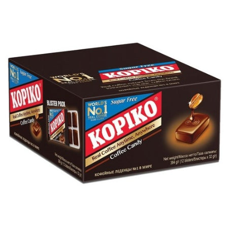 Kopiko Mayora Sugar-Free Coffee Candy Blister 32g, 12 Packs