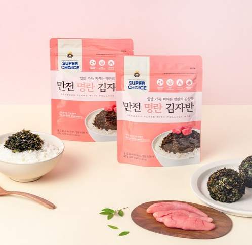 Manjeon Super Choice Spicy Cod Roe Seasoned Seaweed 40g, 4 Packs